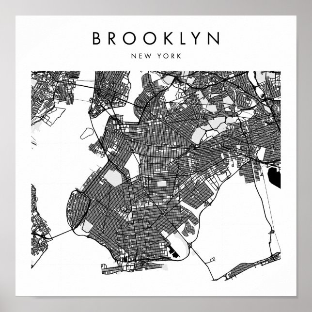 Brooklyn New York Minimal Modern Street Map Poster (Vorne)