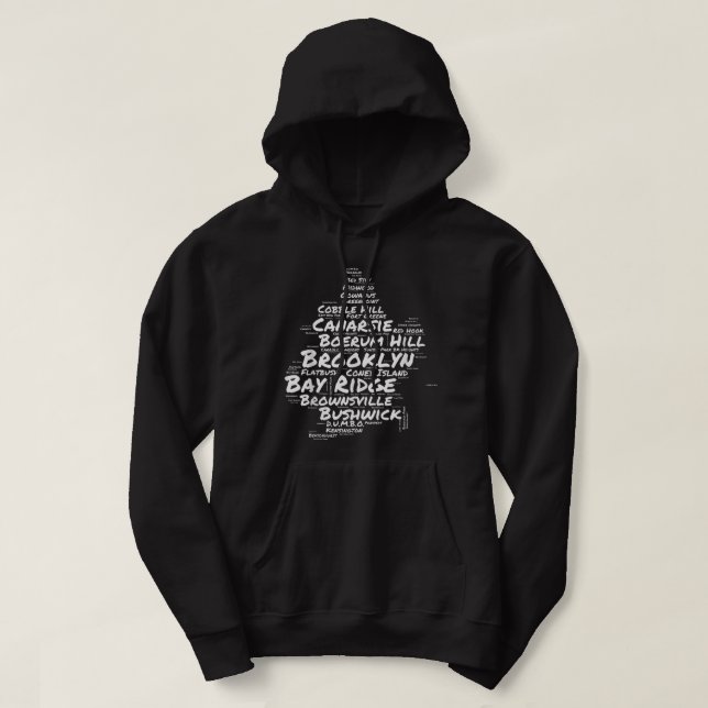 Brooklyn New York Neighhoods Word Cloud Brookly Hoodie (Design vorne)