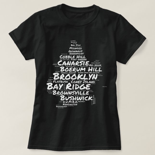 Brooklyn New York Neighhoods Word Cloud Brookly T-Shirt (Design vorne)