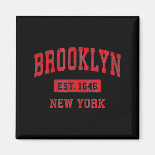 Brooklyn New York Ny Vintage Srts Design Rot Des  Magnet