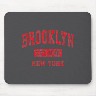 Brooklyn New York Ny Vintage Srts Design Rot Des Mousepad