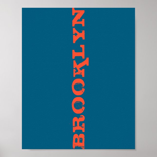 Brooklyn New York Nyc Navy Blue Orange Mens Basic  Poster (Vorne)