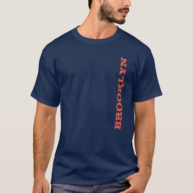 Brooklyn New York Nyc Navy Blue Orange Men's Basic T-Shirt (Vorderseite)