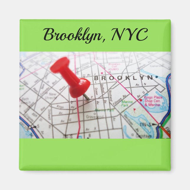 Brooklyn New York Pushpin Map Magnet (Vorne)