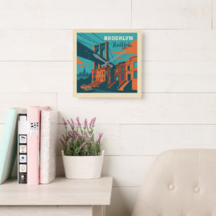 Brooklyn New York Quadratische Wanduhr