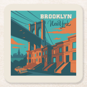 Brooklyn New York Rechteckiger Pappuntersetzer