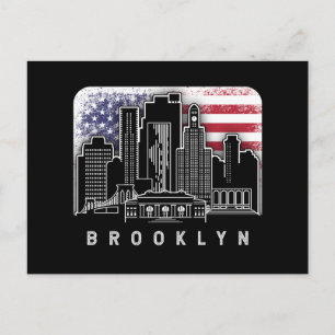 Brooklyn New York Skyline American Flag Postkarte
