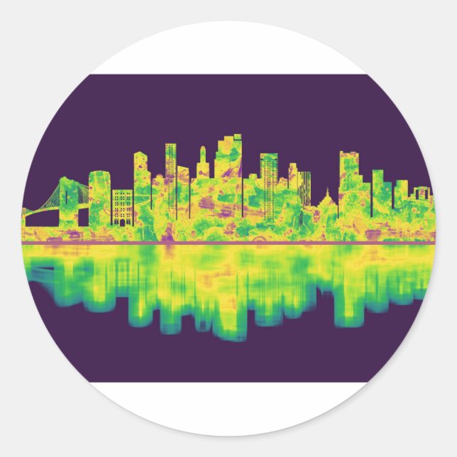 Brooklyn New York Skyline Runder Aufkleber (Vorderseite)