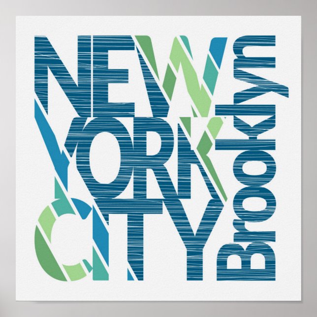 Brooklyn New York Typografie Poster (Vorne)