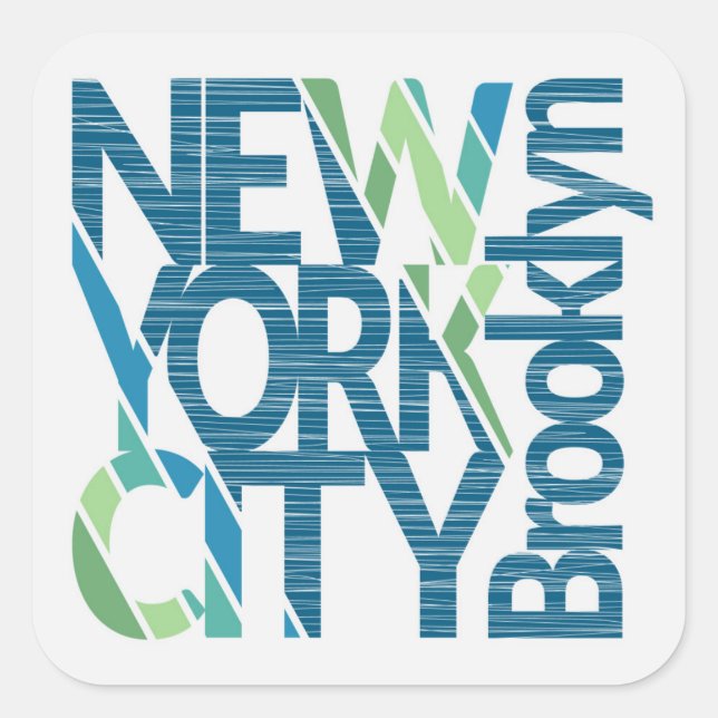 Brooklyn New York Typografie Quadratischer Aufkleber (Vorderseite)