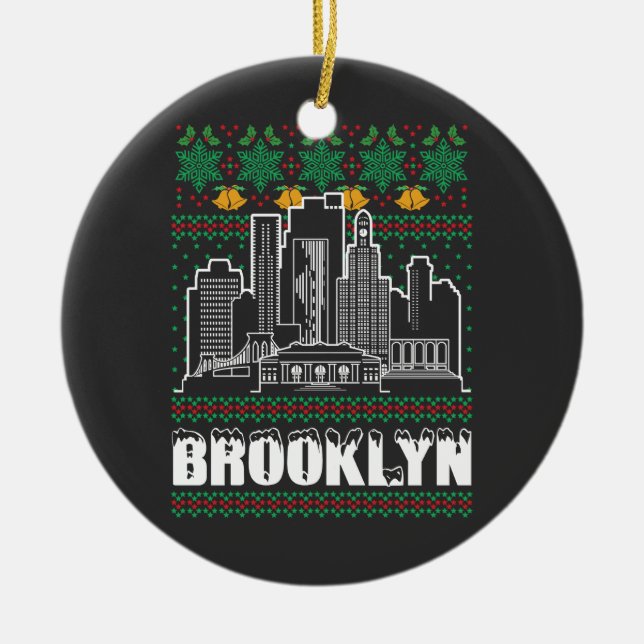 Brooklyn New York Ugly Christmas Keramik Ornament (Vorne)