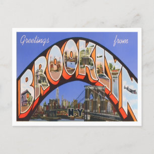 Brooklyn, New York Vintage Große Buchstaben Postka Postkarte