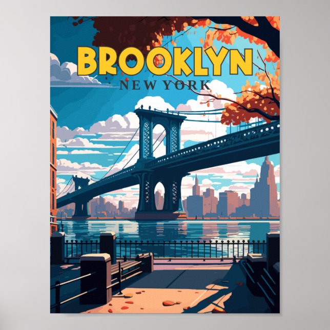Brooklyn New York Vintage Illustration Poster (Vorne)