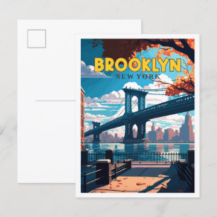 Brooklyn New York Vintage Illustration Postkarte