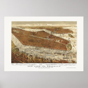Brooklyn, NY Panoramic Map - 1877 Poster