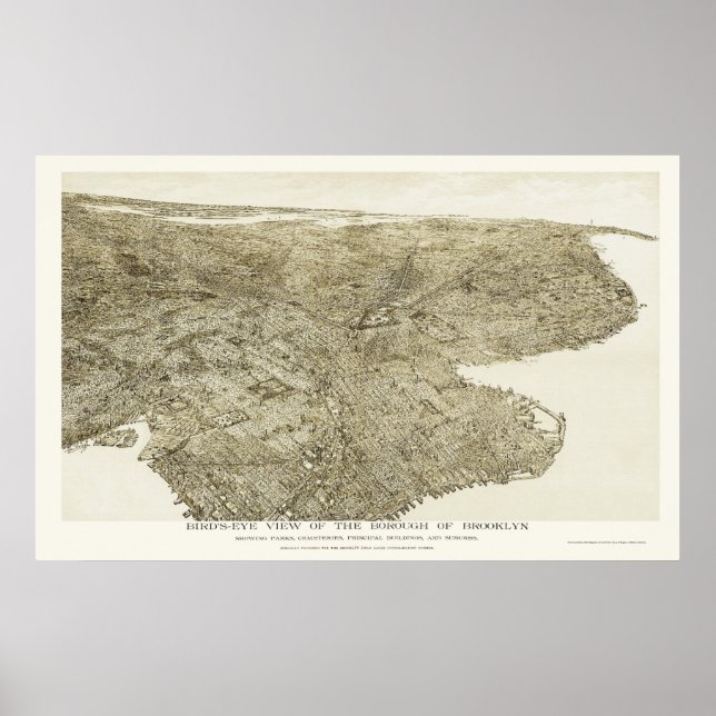 Brooklyn, NY Panoramic Map - 1897 Poster (Vorne)