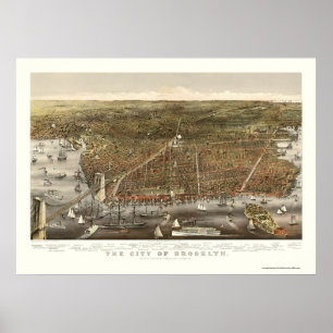 Brooklyn, NY panoramische Karte - 1879 Poster