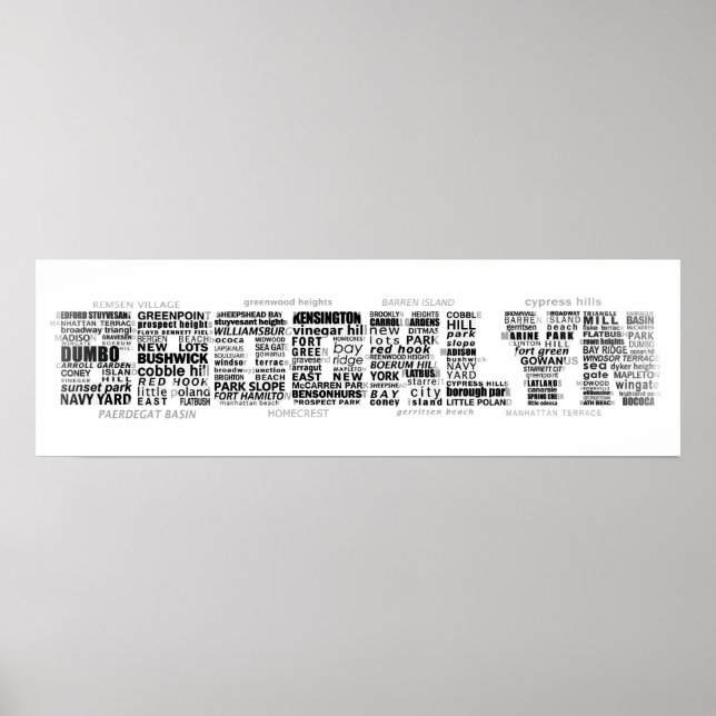 Brooklyn NY Typografie Design Poster (Vorne)