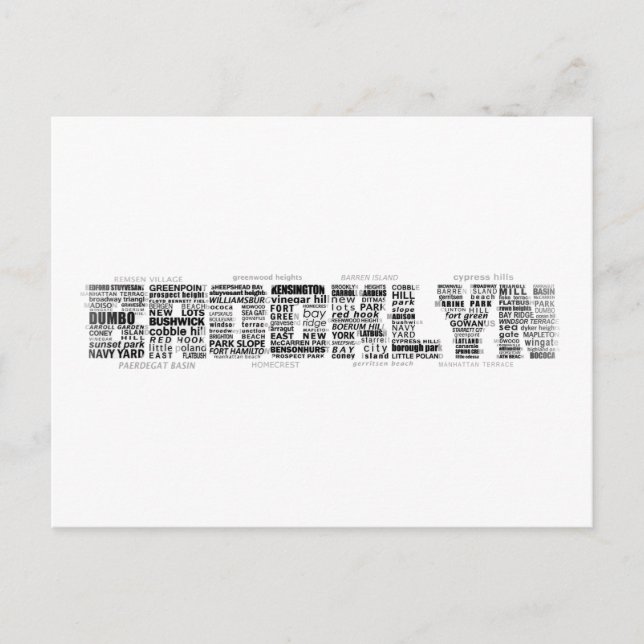 Brooklyn NY Typografie Design Postkarte (Vorderseite)