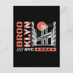 Brooklyn NYC Brücke Grafik Urban New York Postkarte