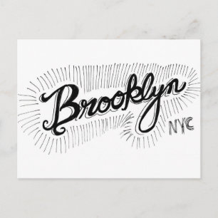 Brooklyn NYC Handgezeichnetes Skript Postkarte