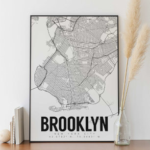 Brooklyn NYC Minimalistisch Map Art Poster
