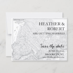 Brooklyn Save the Date - Vintage Karte (grau)
