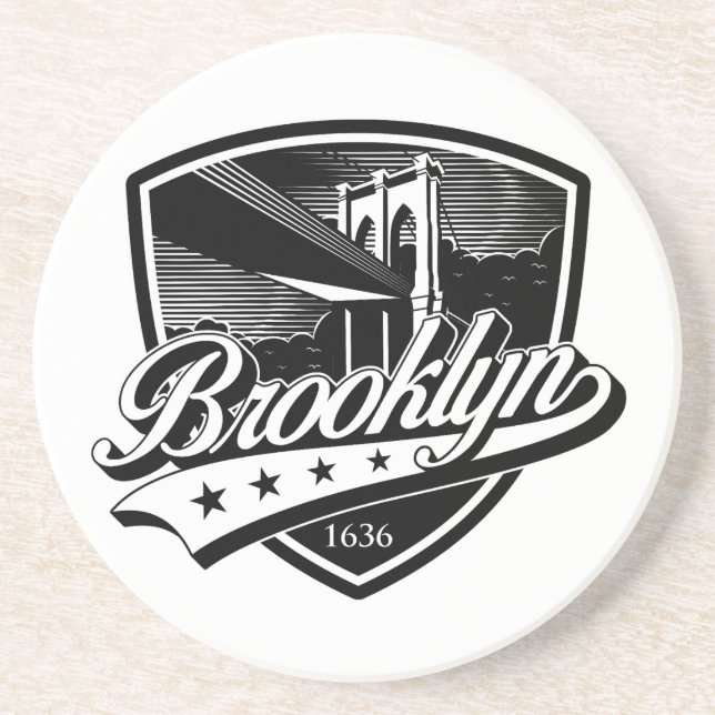 Brooklyn Schild mit Swoosh-Design Getränkeuntersetzer (Vorne)