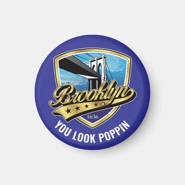 Brooklyn Shield and Swoosh Design Magnet (Vorne)