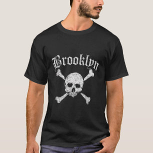 Brooklyn Skull und Crossbones bedrückte Print T-Shirt