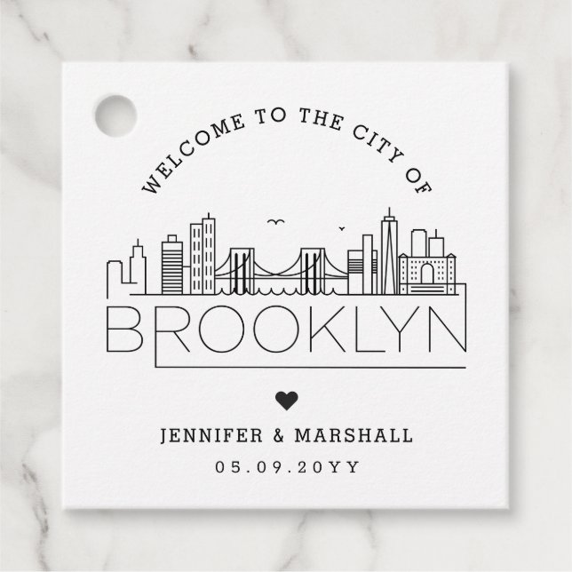 Brooklyn Skyline | Begrüßung Geschenkanhänger (Vorderseite)