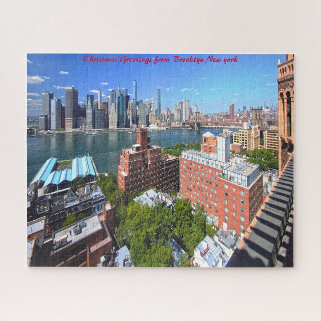 Brooklyn Skyline.Christmas Grüße Puzzle (Horizontal)