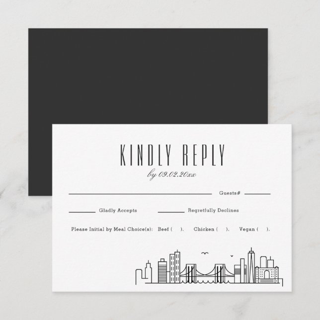 Brooklyn Skyline Wedding RSVP mit Wahlmöglichkeit Karte (Vorne/Hinten)