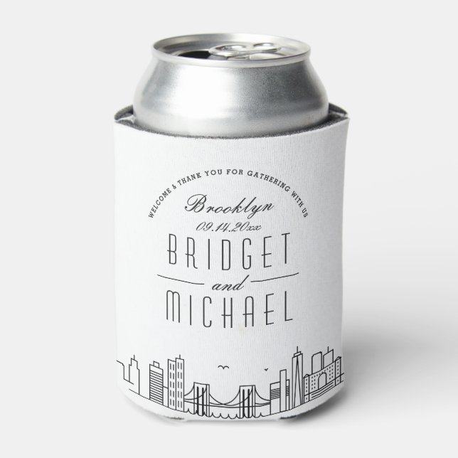 Brooklyn Stylized Skyline | Wedding Can Cooler Dosenkühler (Kanne Vorderseite)