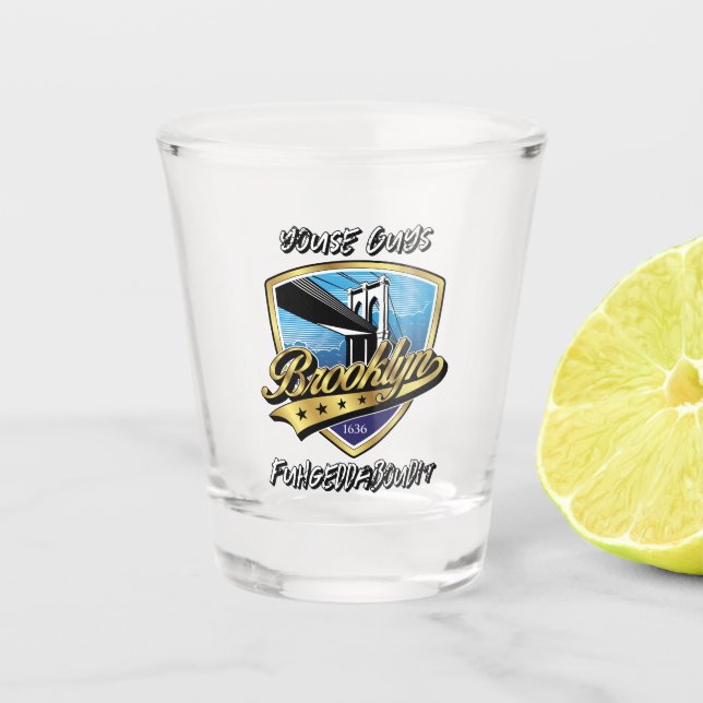 Brooklyn Swoosh Logo Design Schnapsglas (Vorderseite)