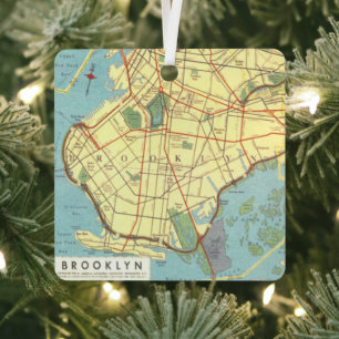 Brooklyn Vintage-Karte Ornament Aus Metall