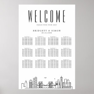 Brooklyn Wedding 12 Tabelle Seating Chart Poster
