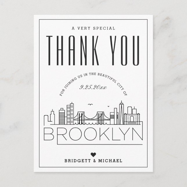 Brooklyn Wedding | Danke, dass du gekommen bist! P Postkarte (Vorderseite)