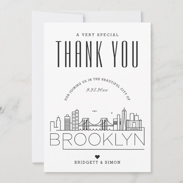 Brooklyn Wedding | Vielen Dank + Foto-Karte Karte (Vorderseite)