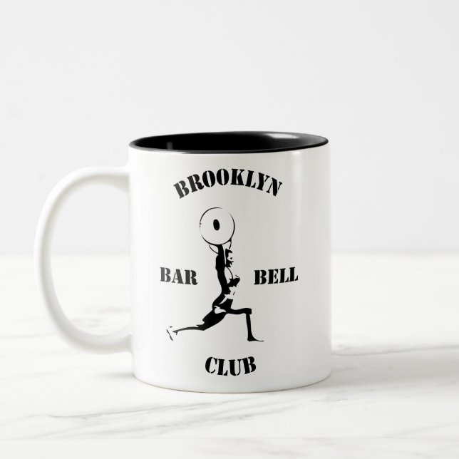 Brooklynbarbell-Verein-Tasse Zweifarbige Tasse (Links)