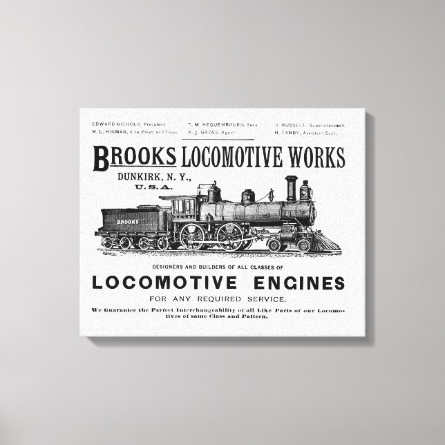 Brooks Steam Locomotive Works 1890 Leinwanddruck (Vorderseite)