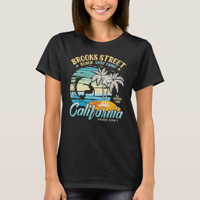 Brooks Street Beach Surf Camp Surfing Kalifornien T-Shirt (Vorderseite)