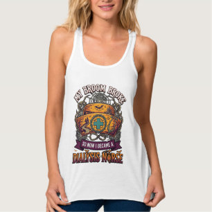 Broom Brach Dialyse Krankenschwester Halloween Kap Tank Top