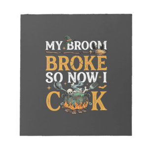 Broom Brach Halloween-Kessel Schädel Schwarze Katz Notizblock