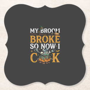 Broom Brach Halloween-Kessel Schädel Schwarze Katz Untersetzer