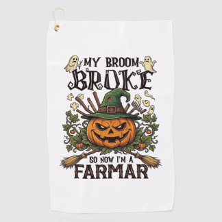 Broom Broke Farmar Halloween-Kürbis-Hexenhut Gho Golfhandtuch