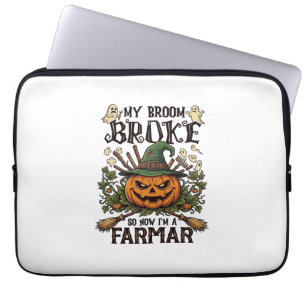 Broom Broke Farmar Halloween-Kürbis-Hexenhut Gho Laptopschutzhülle