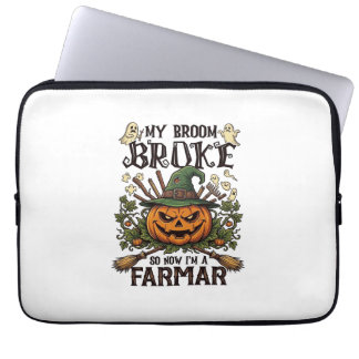 Broom Broke Farmar Halloween-Kürbis-Hexenhut Gho Laptopschutzhülle