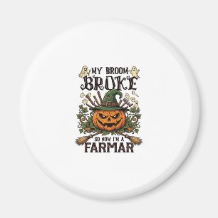 Broom Broke Farmar Halloween-Kürbis-Hexenhut Gho Magnet