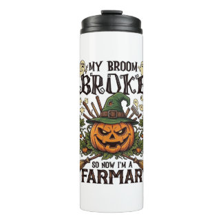 Broom Broke Farmar Halloween-Kürbis-Hexenhut Gho Thermosbecher